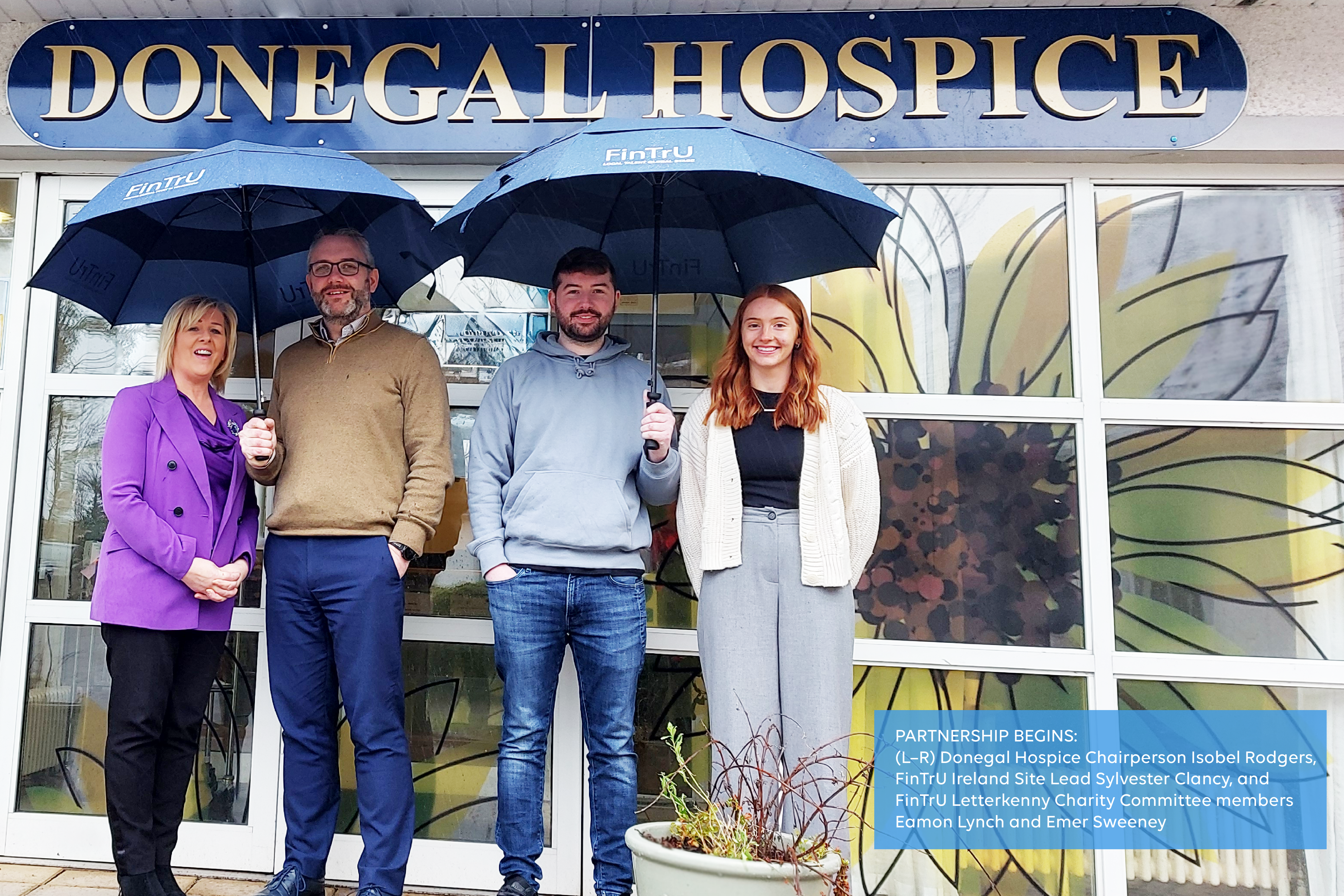 Isabel Rodgers, Sylvester Clancy, Eamon Lynch and Emer sweeney in front of Donegal Hospice
